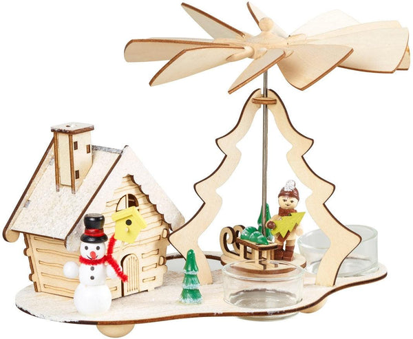 Christmas Tealight Pyramid Smokehouse Incense Burner - Snowman - Towsure