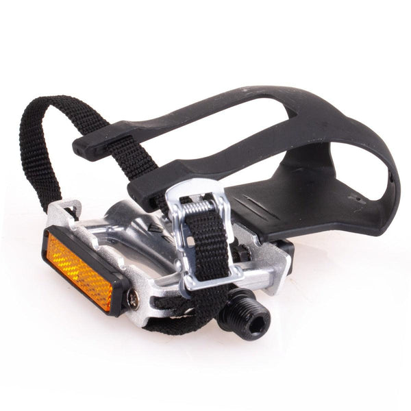 Retro Style Alloy Road Bike Pedals - Steel Toeclips