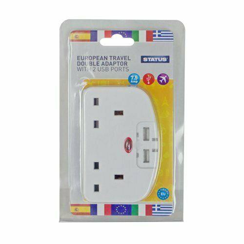 European Travel Double Adaptor With 2 USB Ports - Towsure