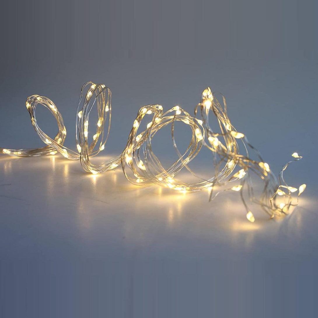 Festive 100cm Silver Wire Branch Lights - Warm White LEDs - Towsure