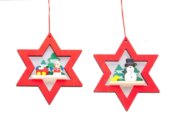 Festive 10cm Wooden Star Hanging Christmas Decoration - Towsure
