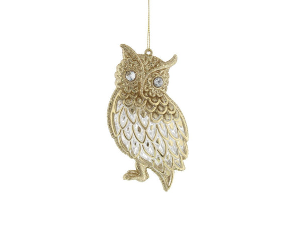 Festive 12.5cm Owl - Clear/Gold - Towsure