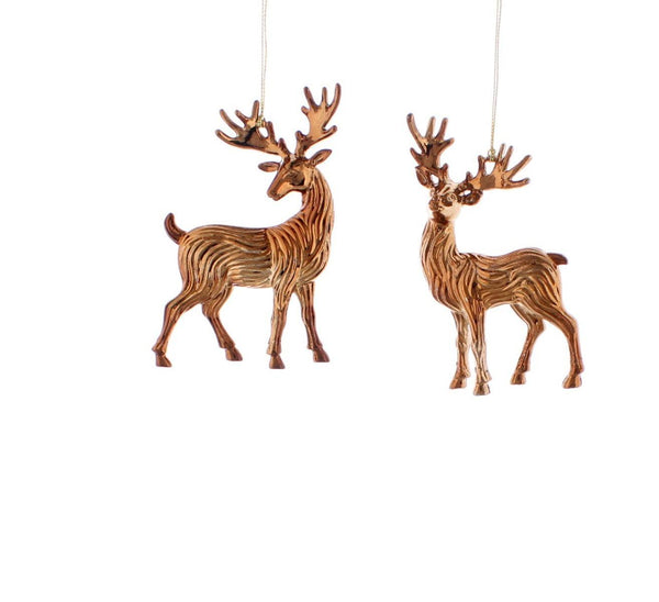 Festive 12cm Assorted Reindeer Decorations - Copper - Towsure