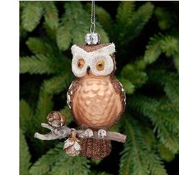Festive 12cm Owl on a Branch Decoration - Towsure