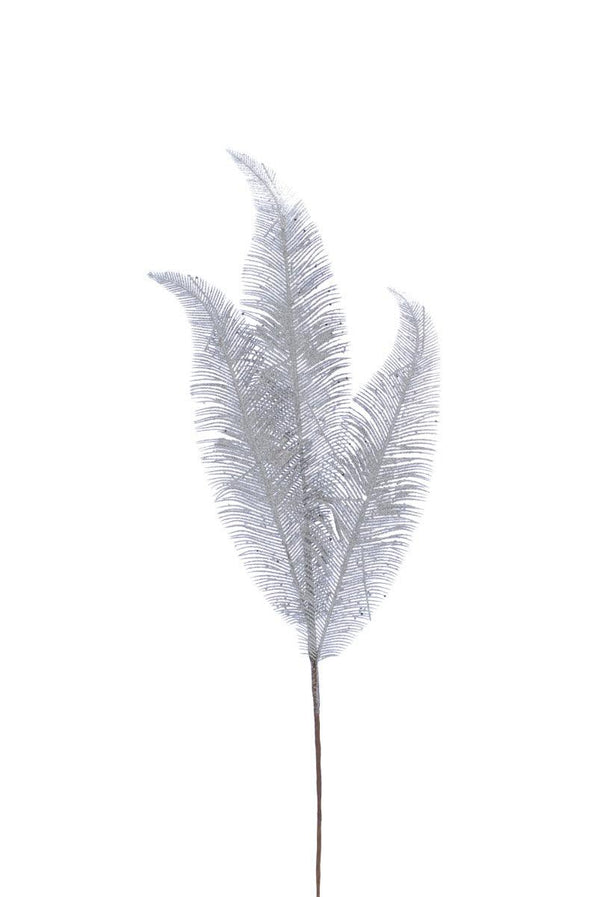 Festive 84cm Feather Spray - Silver - Towsure