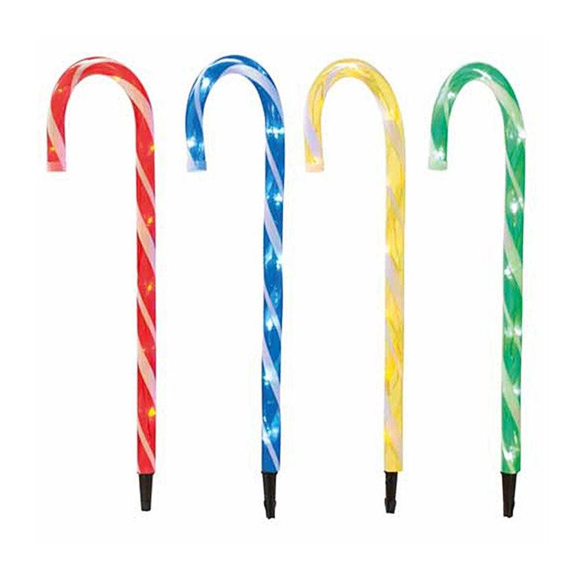 Festive Assorted Candy Cane Stake Lights - 52cm (4pc) - Towsure