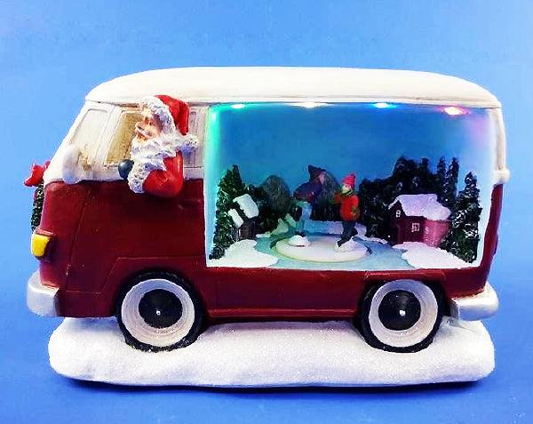 Festive Bo Lit Camper Van With Christmas Scene 21cm - Towsure