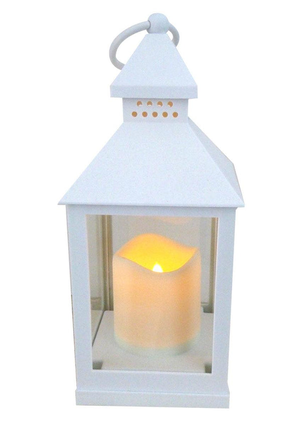 Festive Flickering LED Candle Christmas Lantern Cream - 24cm - Towsure