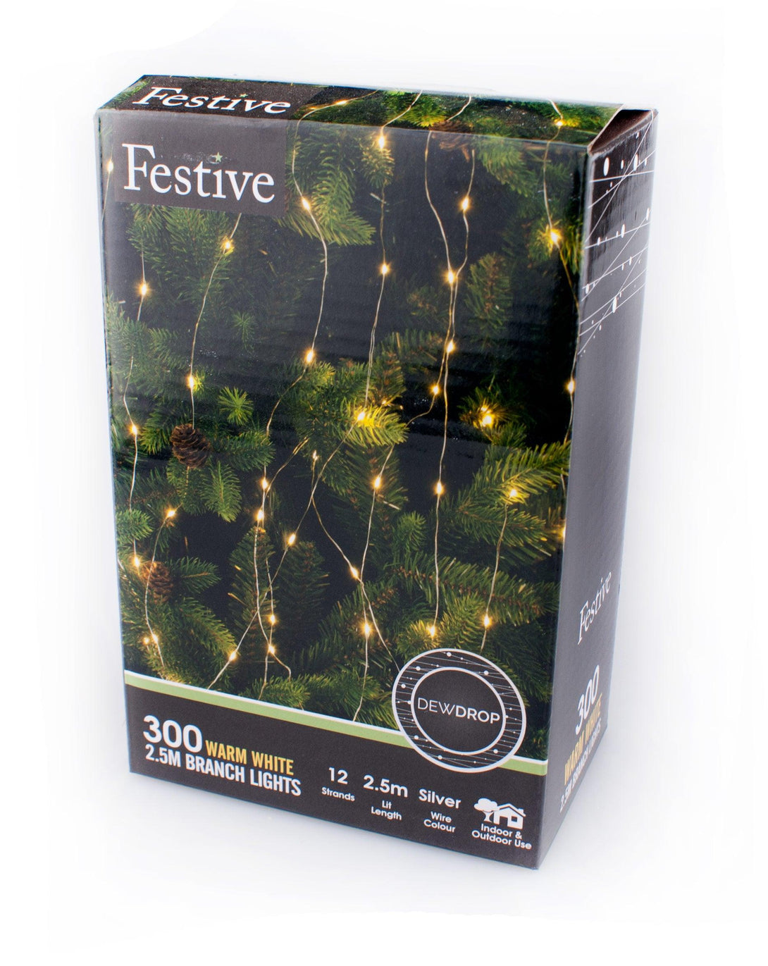 Festive LED Silver Branch Light - 2.5m - Towsure