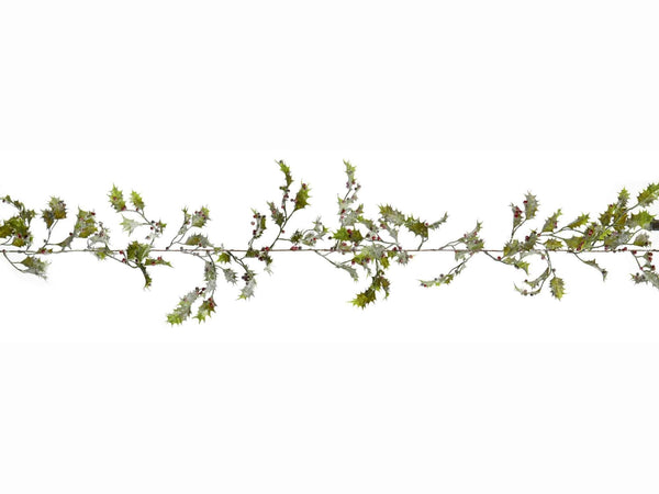 Frosted Holly Berry Christmas Garland - 1.8 Metres - Towsure