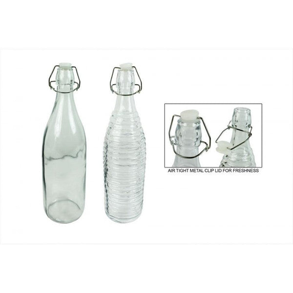 Glassworks Glass Clip Top Drinks Bottle - 1 Litre - Towsure