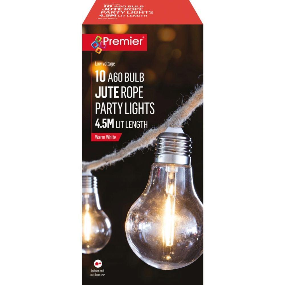 Jute Rope Light A60 Bulb - 10 Warm White LEDs - Towsure