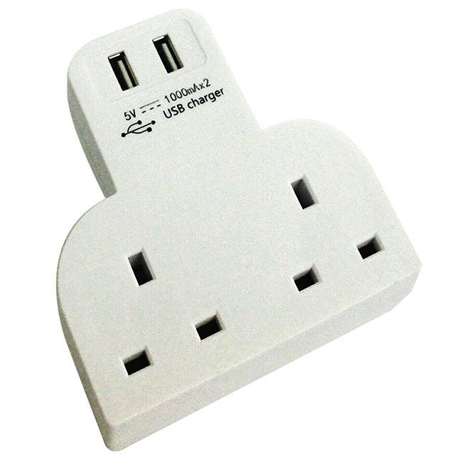 Kingavon Mains Double Socket Adaptor with 2 USB Outputs - Towsure