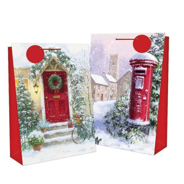 Large Christmas Gift Bag - Snowy Scene - Towsure