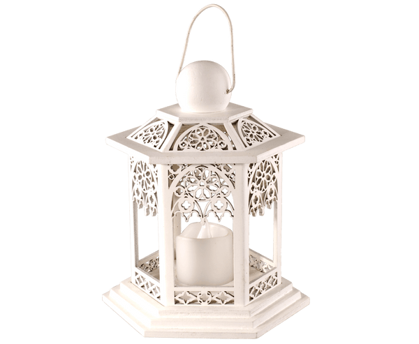 LED 6 sided lantern , Gothic style.- approx 16x20cm - Towsure