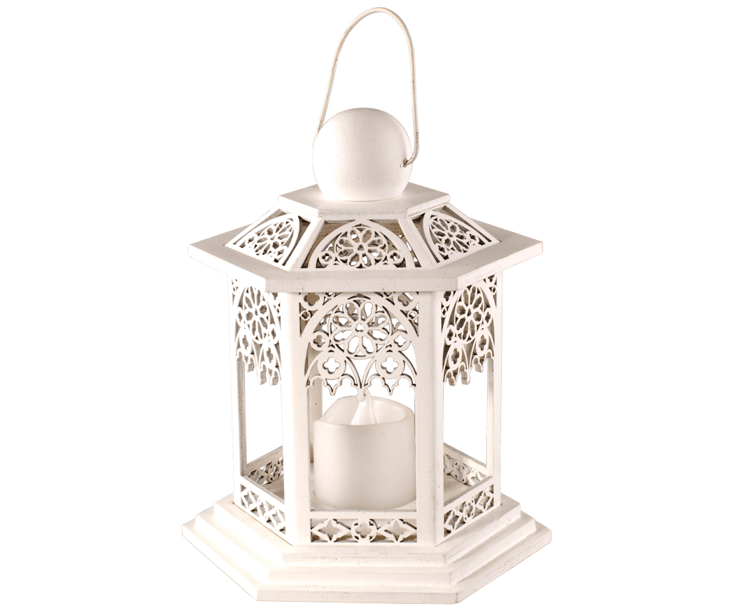 LED 6 sided lantern , Gothic style.- approx 16x20cm - Towsure