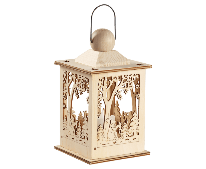 LED Lantern with snowman design.- 12.5x12.5x22cm - Towsure