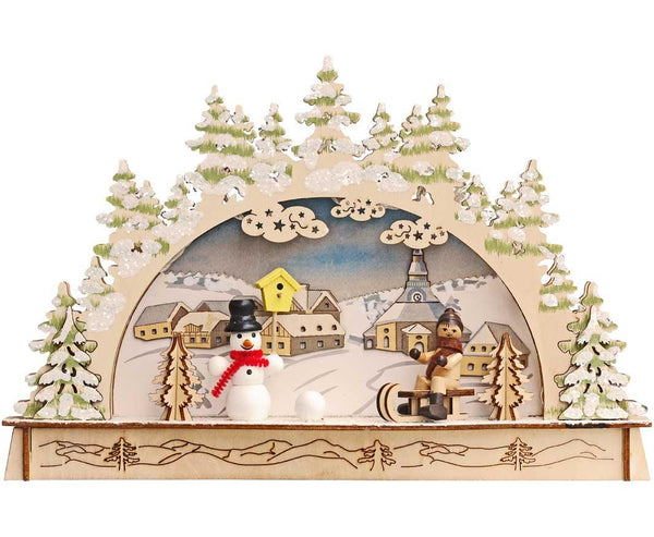 LED Light Arch with Snowman Scene - 30x19x6 cm - Towsure
