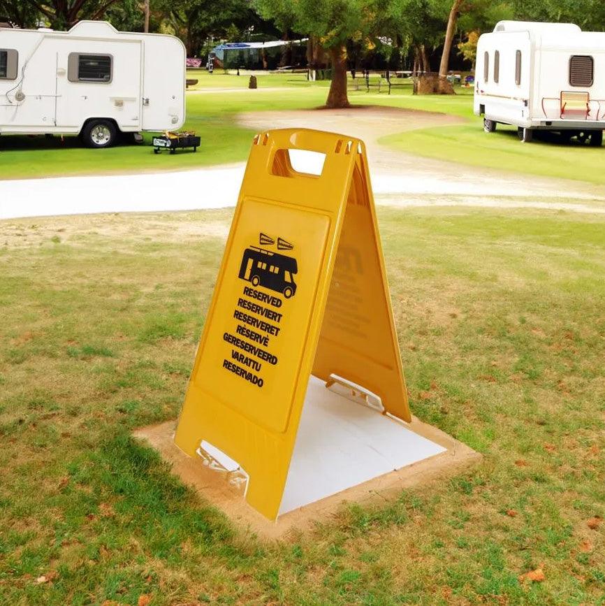 Privat Rv Rental Sign Leisurewize Motorhome 'Pitch Reserved' Sign - Multi-Lingual Folding ...