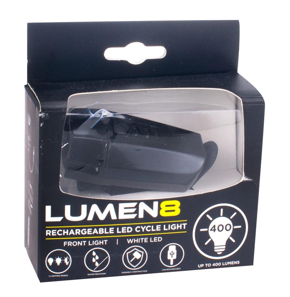 Lumen8 USB Rechargeable Cycle Front Light - 400 Lumen LED - Towsure
