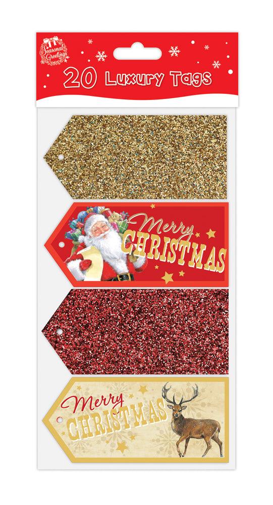 Luxury Glitter and Foil Christmas Gift tags - Pack of 20 - Towsure