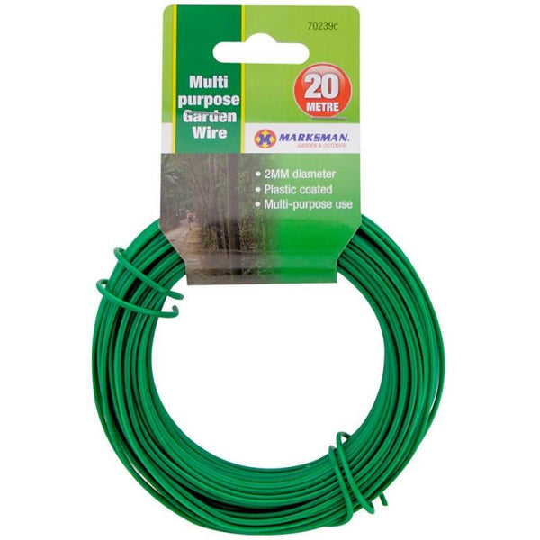 Marksman Gardeners Wire - Green PVC Coated Steel - 2mm x 20m - Towsure