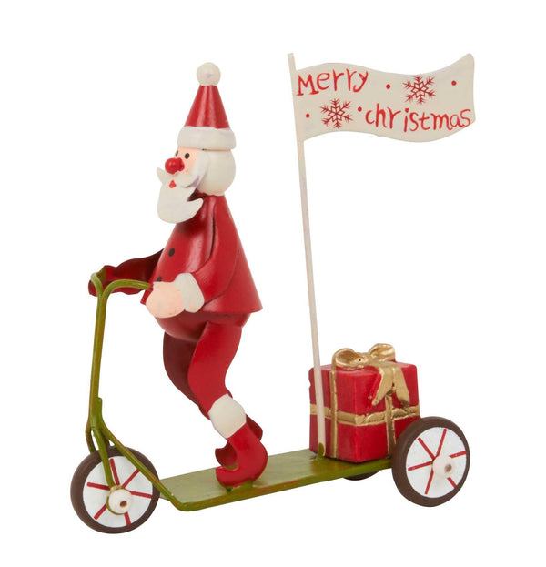 Metal Santa Claus Scooter Christmas Figure - 11cm - Towsure
