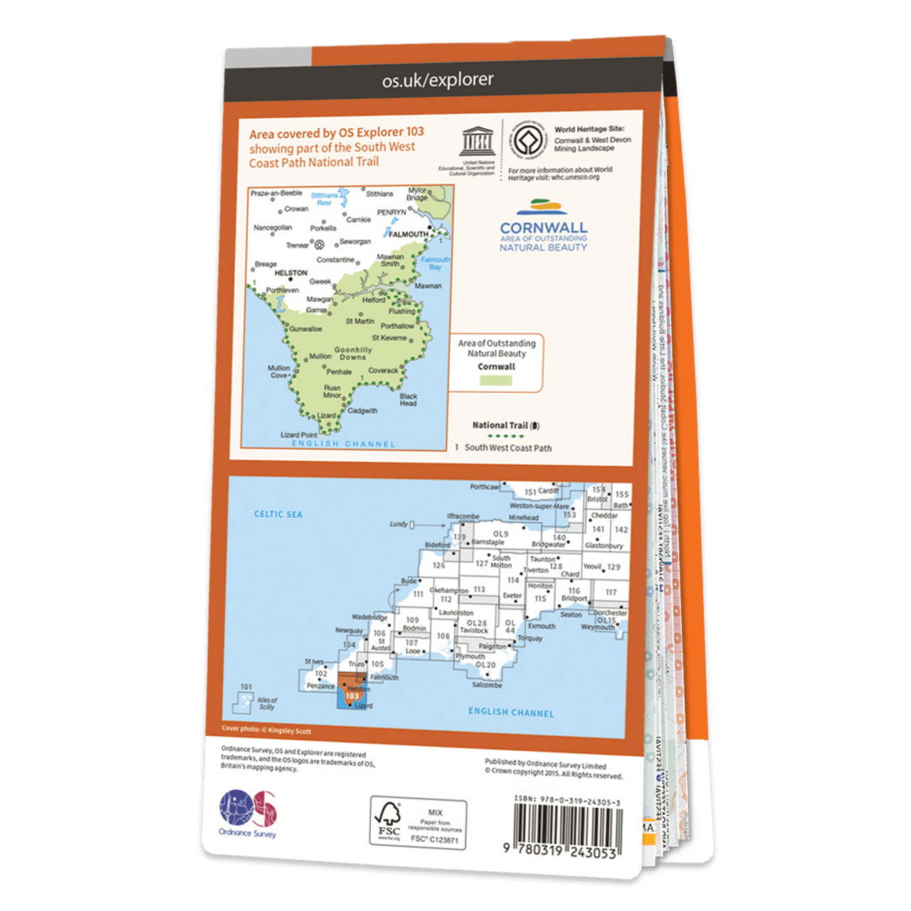 Helston Map OS Explorer Map 103 - The Lizard Falmouth & Helston - Towsure