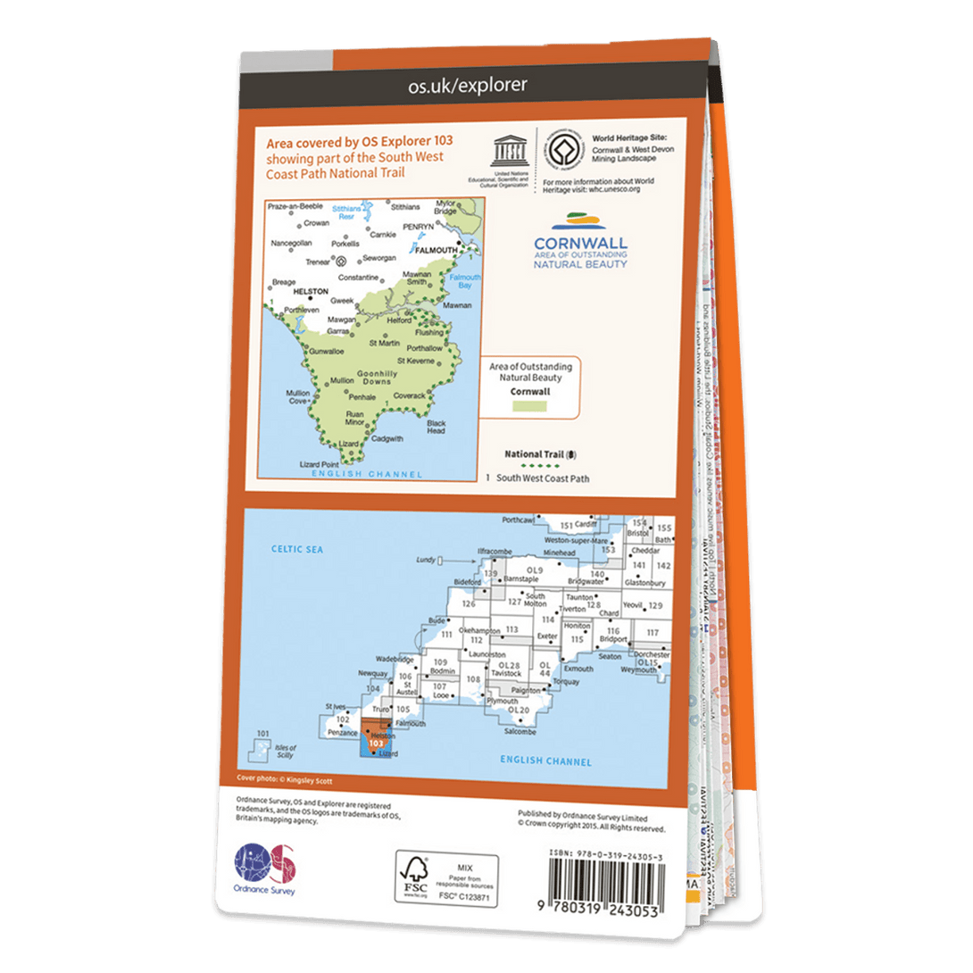 OS Explorer Map 103 - The Lizard Falmouth & Helston - Towsure