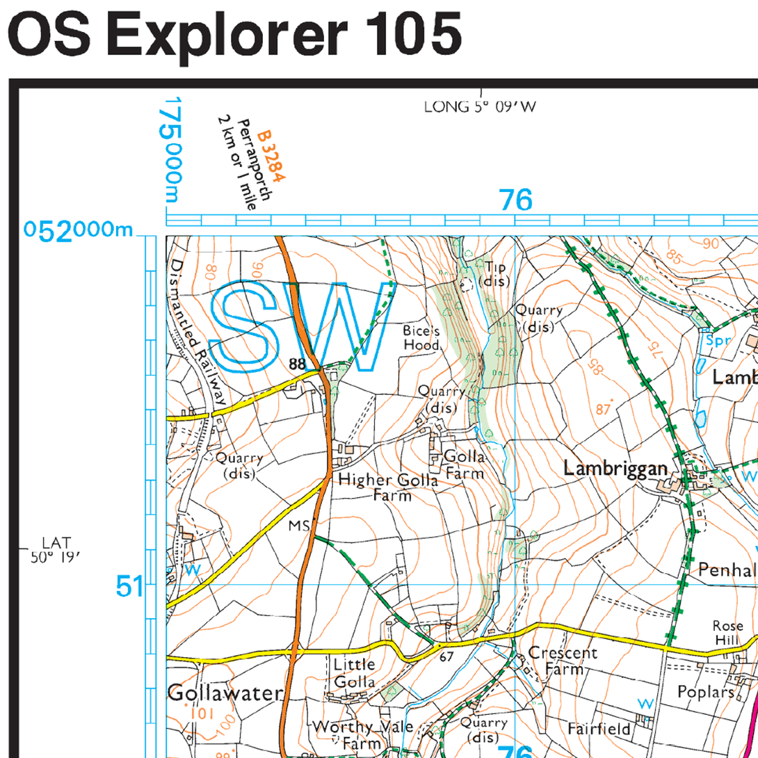 OS Explorer Map 105 - Falmouth & Mevagissey Truro & St Mawes - Towsure