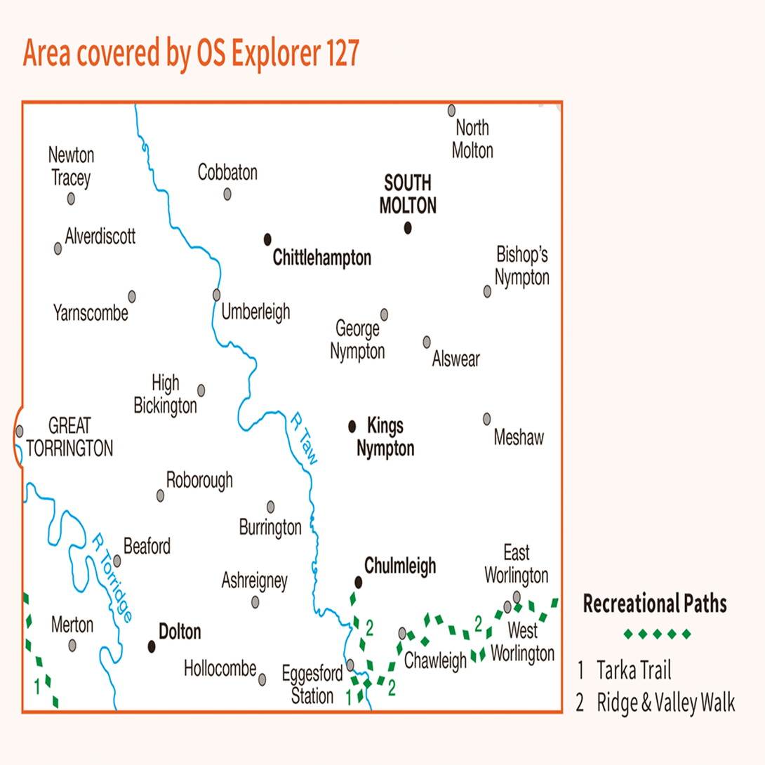 OS Explorer Map 127 - South Molton & Chulmleigh King?s Nympton Chittlehampton & Dolton - Towsure