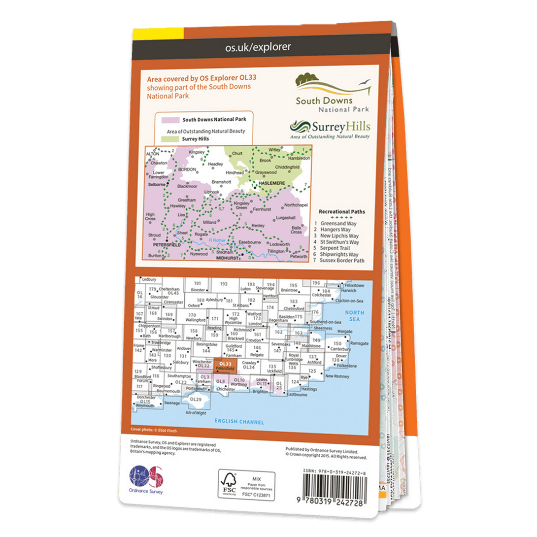 OS Explorer Map 133 - Haslemere & Petersfield Midhurst & Selborne - Towsure