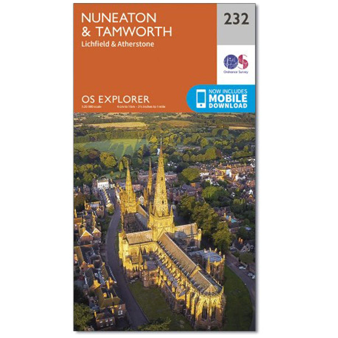 OS Explorer Map 232 - Nuneaton & Tamworth Lichfield & Atherstone - Towsure
