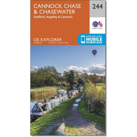 Os Map Rugeley OS Explorer Map 244 - Cannock Chase & Chasewater Stafford Rugeley ...