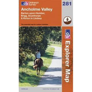OS Explorer Map 281 - Ancholme Valley Barton-upon-Humber Brigg Scunthorpe & Kirton in Lindsey - Towsure