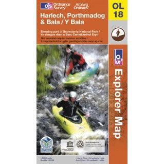 OS Explorer Map OL18 - Harlech Porthmadog & Y Bala - Towsure