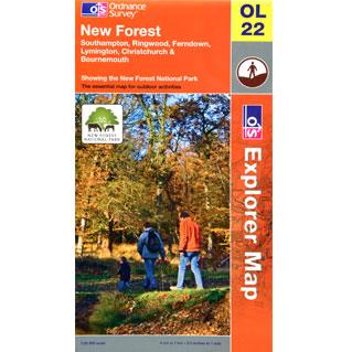 OS Explorer Map OL22 - New Forest Southampton Ringwood Ferndown Lymington Christchurch and Bournemouth - Towsure