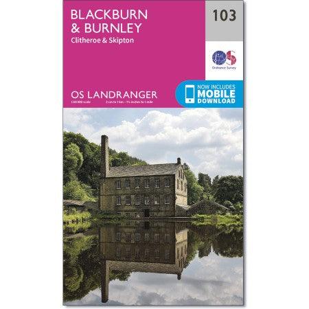 OS Landranger Map 103 Blackburn & Burnley Clitheroe & Skipton - Towsure