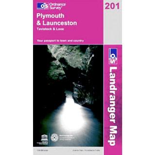 OS Landranger Map 201 Plymouth & Launceston Tavistock & Looe - Towsure