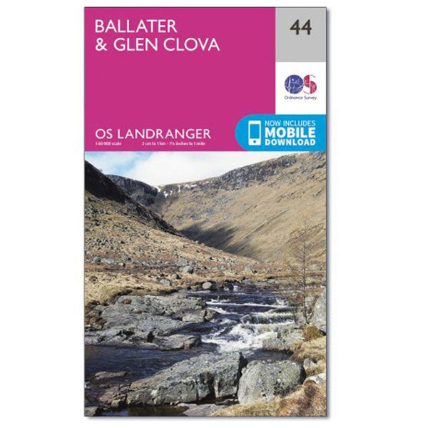 OS Landranger Map 44 Ballater & Glen Clova - Towsure
