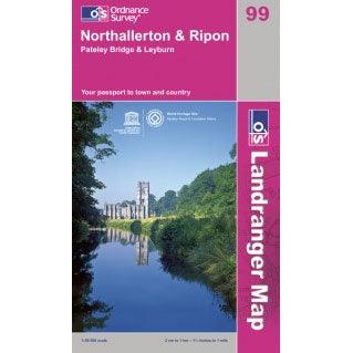 OS Landranger Map 99 Northallerton & Ripon Pateley Bridge & Leyburn - Towsure