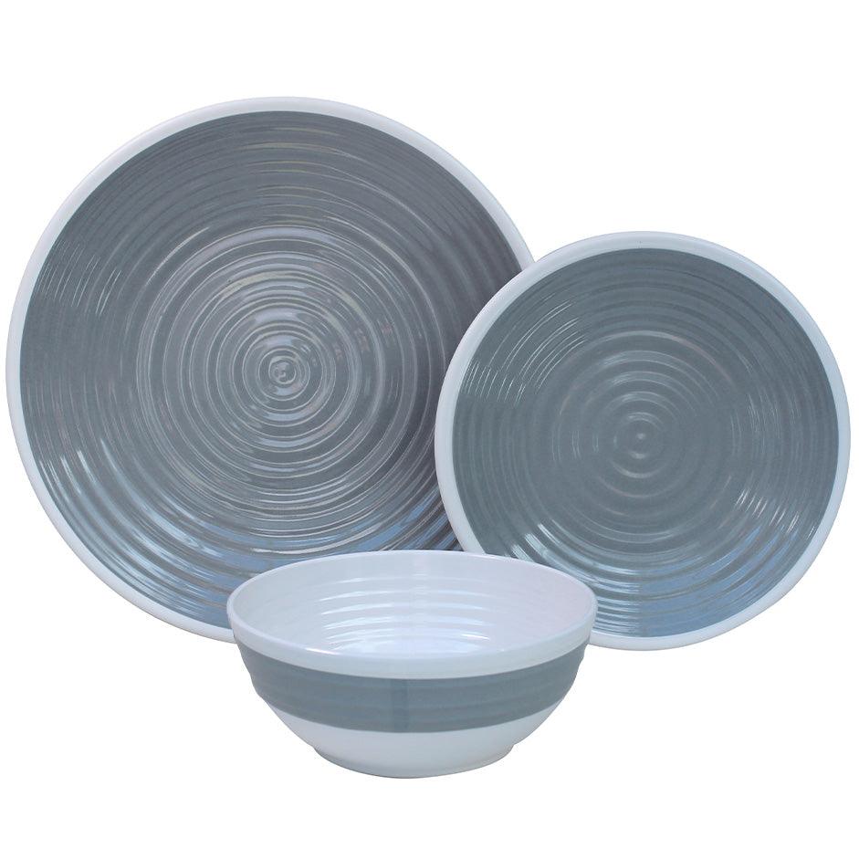 Outdoor Revolution Premium 12 Piece Melamine Set - Pastel Grey - Towsure