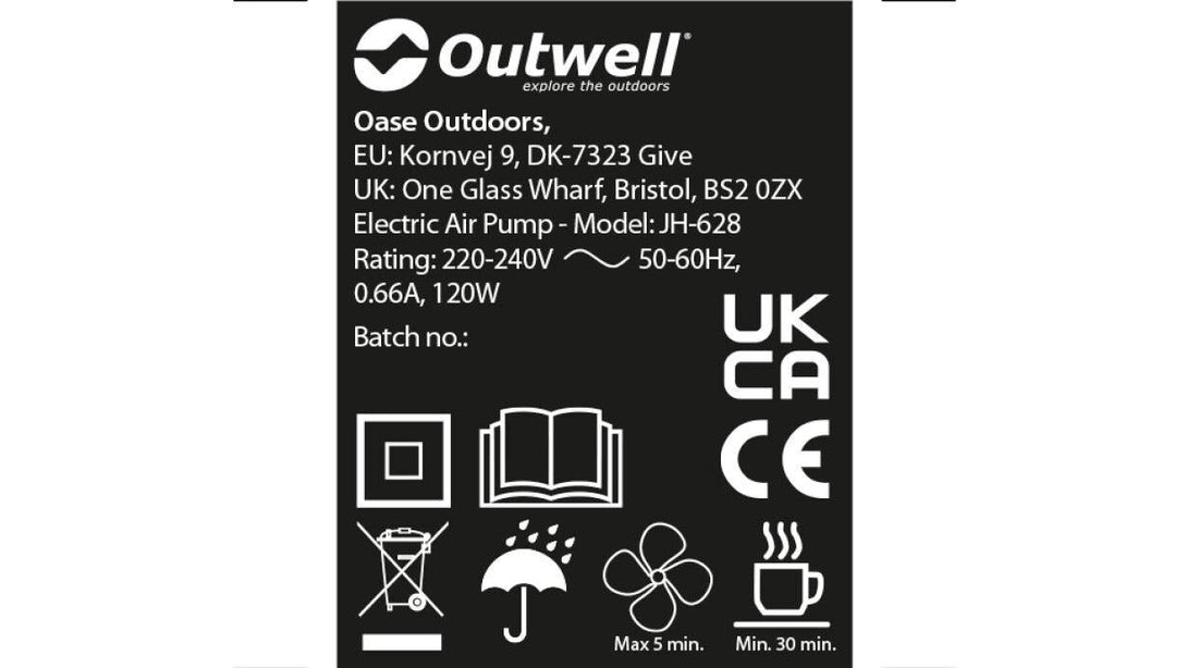 Outwell Flock Superior Single Air Bed With Pump - Towsure