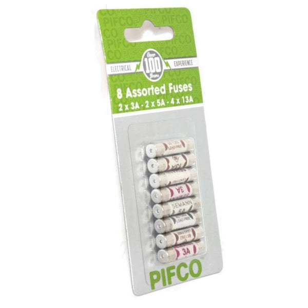 Pifco Household Fuses - 3Amp / 5Amp / 13Amp (Assorted Pack of 8)