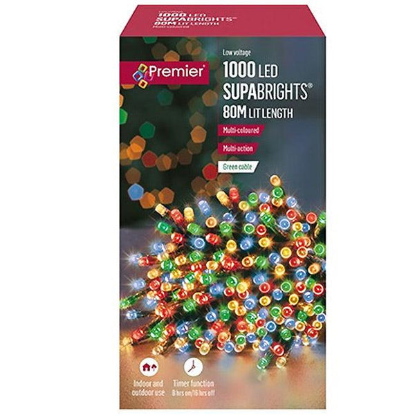 Premier 1000 Multi-Action LED Christmas Lights - Multicoloured - Towsure