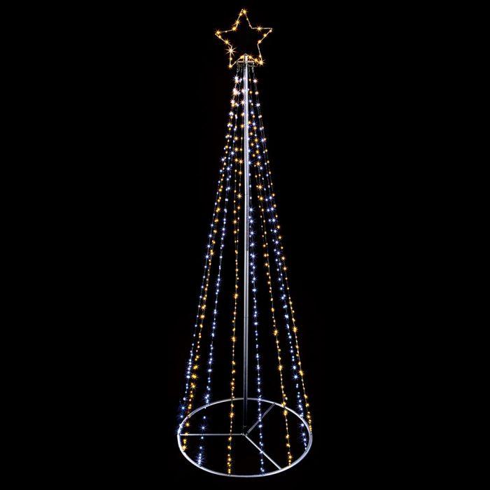 Premier Decorations 2.1m Pin Wire Pyramid Tree with Top Star - Warm White - Towsure