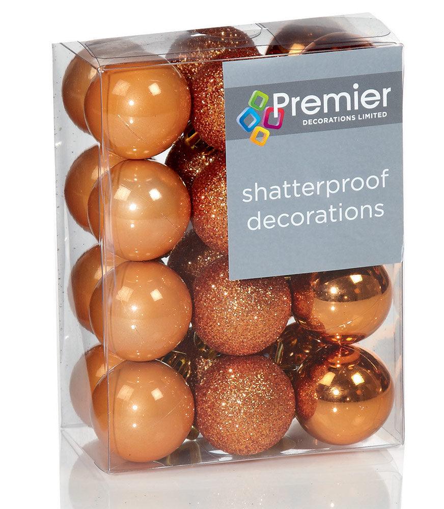 Premier Decorations 24 x 30mm Copper Multi-Finish Baubles