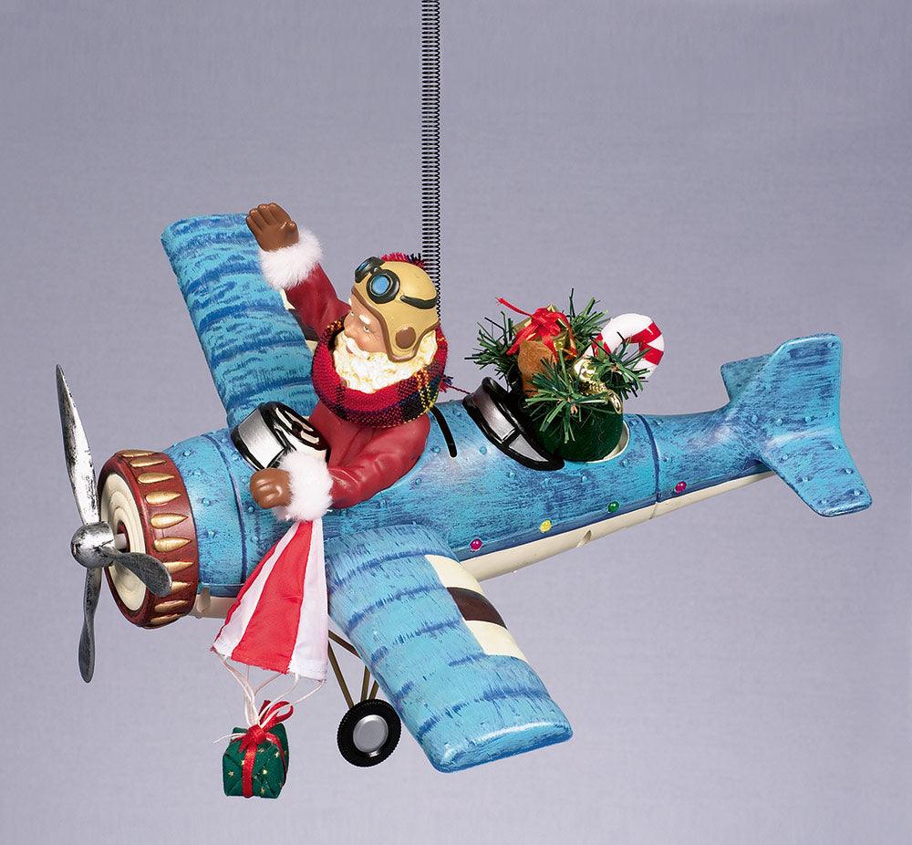 Premier Decorations 34 cm Santa in a Blue Plane