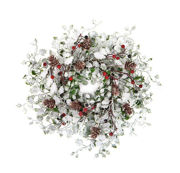 Premier Decorations 45 cm Frosted Leaves Wreath