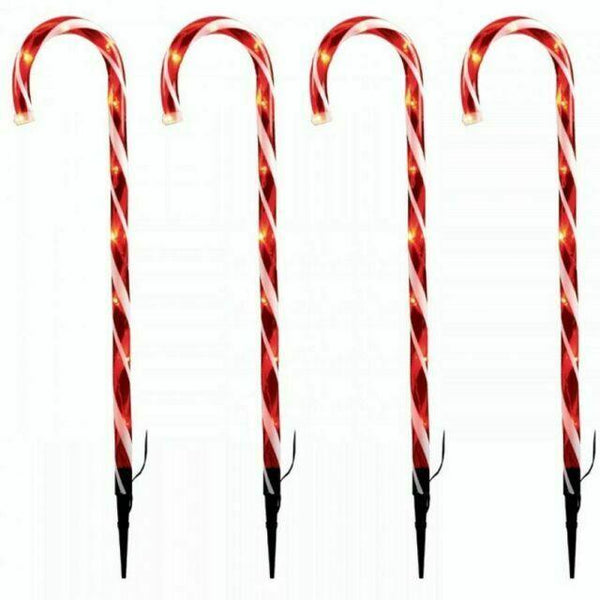 Premier Decorations 4pc Candy Cane Path Light - Red - Towsure